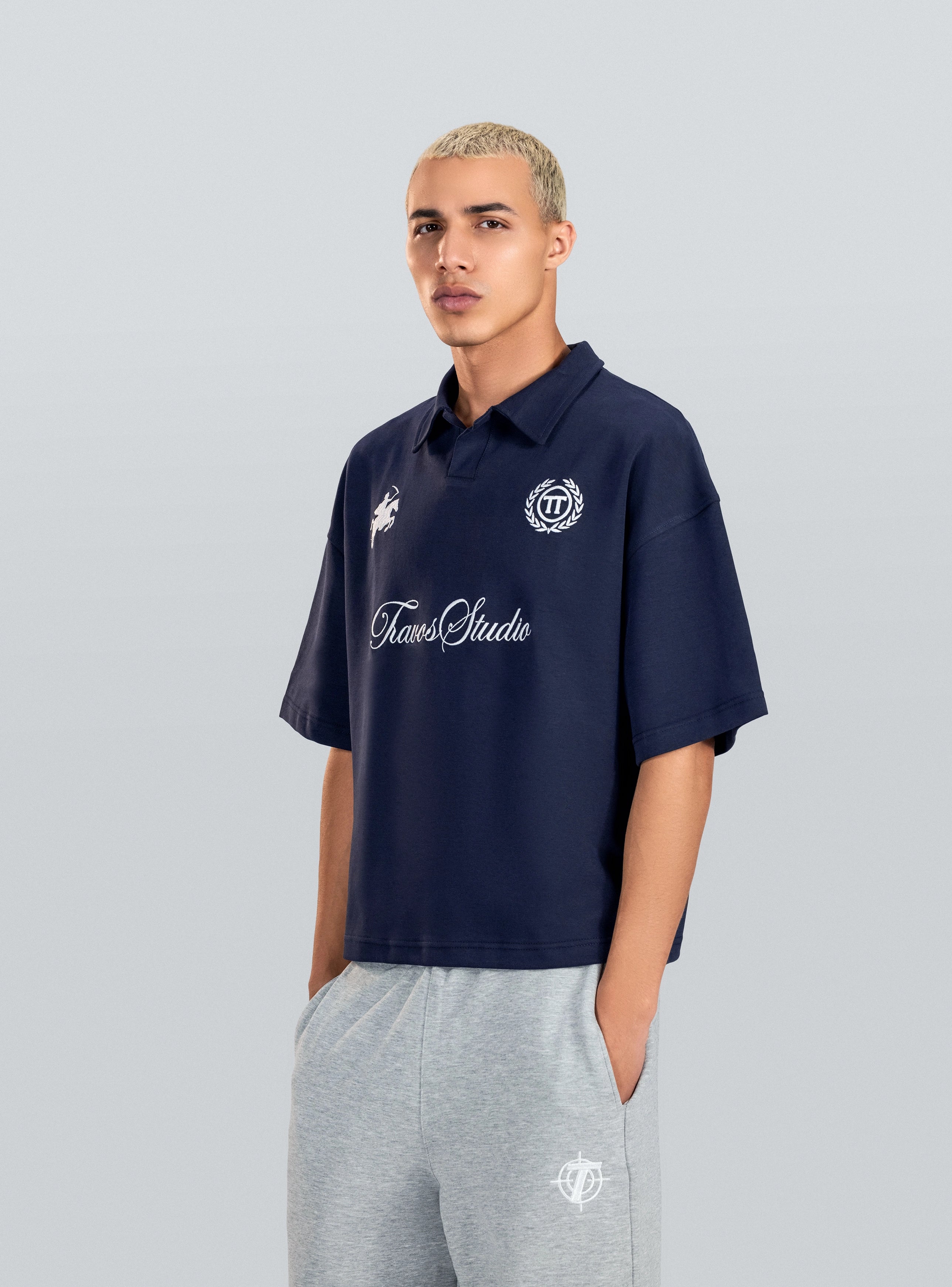 Navy Studio Embroidery Polo